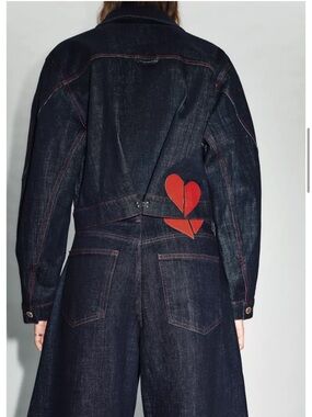 Zara shoulder pad denim jacket. XS